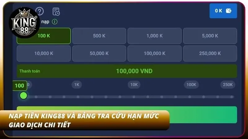 Hướng Dẫn Nạp Tiền King88 – Bank, MoMo, USDT Nhanh Chóng 1 Hạn mức nạp tiền và thời gian xử lý các cổng giao dịch trực tuyến cần nắm